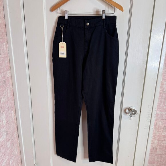 SUK Workwear Plain Pant Slim Pants Black NWT sz 12 - Picture 1 of 10